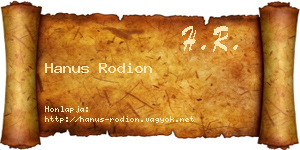 Hanus Rodion névjegykártya